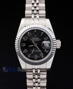 Alternative view of rolex replica datejust lady acciaio black arab orologio imitazione
