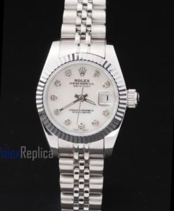 Alternative view of rolex replica datejust lady acciaio madreperla brillantini orologio imitazione