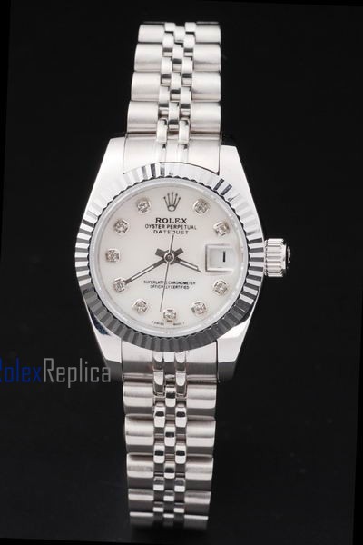 rolex replica datejust lady acciaio madreperla brillantini orologio imitazione - immagine 2