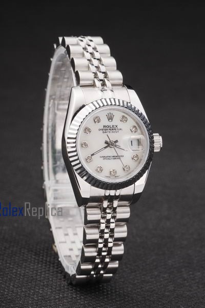 rolex replica datejust lady acciaio madreperla brillantini orologio imitazione - immagine 8