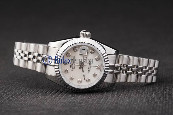 rolex replica datejust lady acciaio madreperla brillantini orologio imitazione - immagine 10
