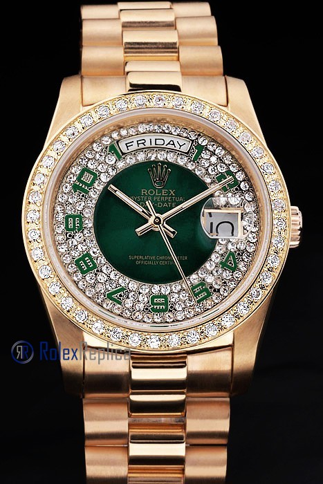 rolex replica daydate oro SARU green arab orologio imitazione - immagine 2