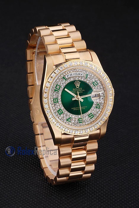 rolex replica daydate oro SARU green arab orologio imitazione - immagine 4