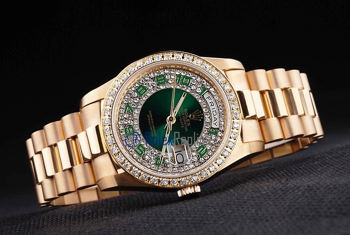 rolex replica daydate oro SARU green arab orologio imitazione - immagine 5
