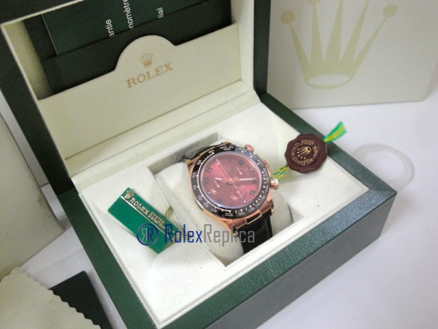 rolex replica daytona chocolate rose gold pelle orologio replica copia imitazione - immagine 4