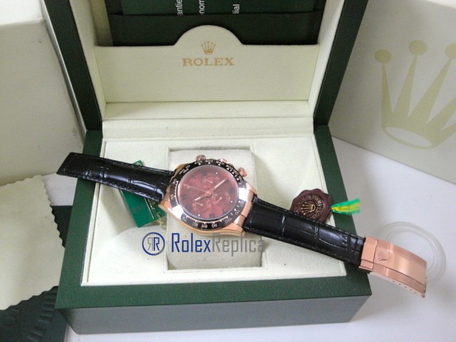 rolex replica daytona chocolate rose gold pelle orologio replica copia imitazione - immagine 5