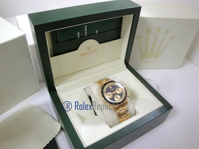 rolex replica daytona paulnewman oro giallo black dial vintage orologio replica copia - immagine 4