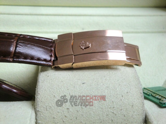 rolex replica daydate rose gold chocolate strip leather orologio replica copia imitazione - immagine 11