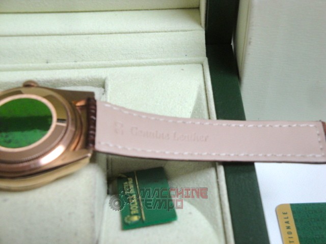 rolex replica daydate rose gold chocolate strip leather orologio replica copia imitazione - immagine 13