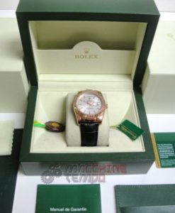 rolex replica daydate rose gold argentèè dial strip leather orologio replica copia imitazione