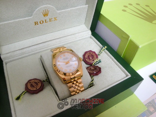 rolex replica datejust full oro giallo madreperla dial roman orologio imitazione - immagine 3