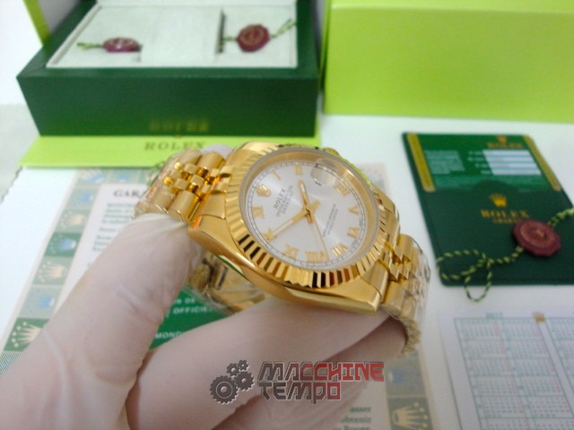 rolex replica datejust full oro giallo madreperla dial roman orologio imitazione - immagine 14