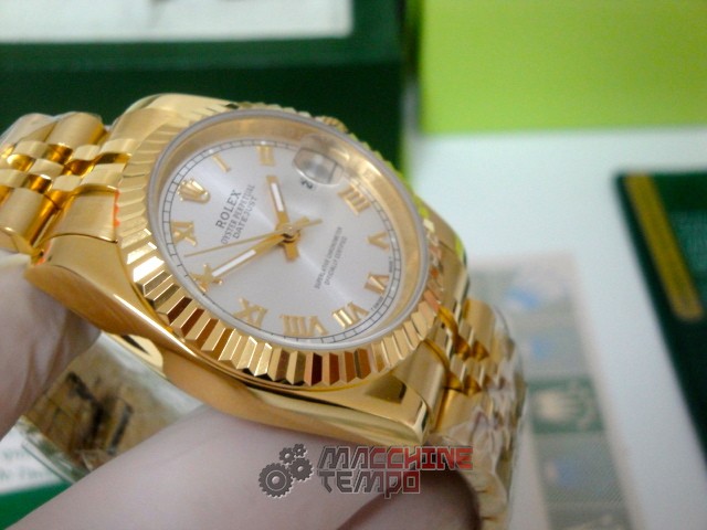 rolex replica datejust full oro giallo madreperla dial roman orologio imitazione - immagine 15