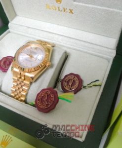 Alternative view of rolex replica datejust full oro giallo white dial barrette orologio imitazione