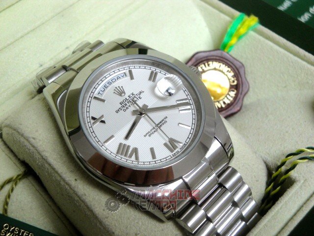 rolex replica daydate ll acciaio white dial president orologio replica copia imitazione - immagine 6