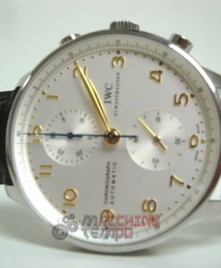 Alternative view of IWC replica portoghese white dial strip leather acciaio orologio replica