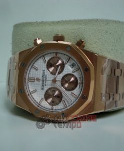 Alternative view of audemars piguet replica chrono offshore leo messi rose gold white dial panda imitazione copia