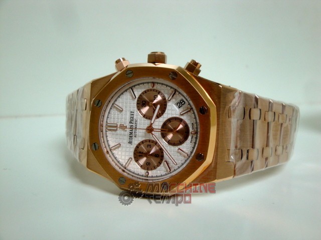 audemars piguet replica chrono offshore leo messi rose gold white dial panda imitazione copia - immagine 9