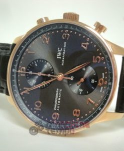 IWC replica portoghese rose gold black dial strip leather orologio replica