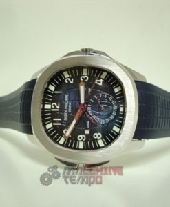 Alternative view of patek philippe replica acciaio crono aquanaut blue dial strip rubber orologio imitazione