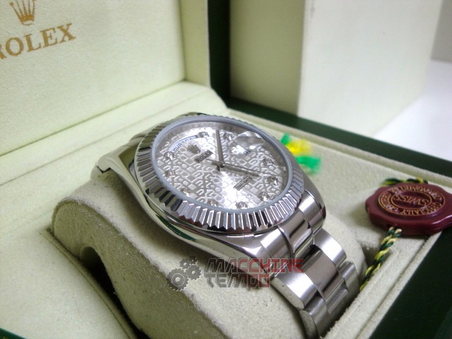 rolex replica daydate ll acciaio argentèè centenario dial orologio replica copia imitazione - immagine 5
