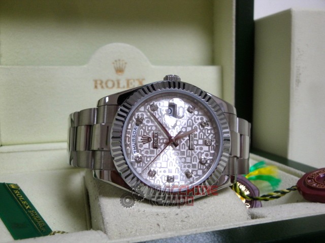 rolex replica daydate ll acciaio argentèè centenario dial orologio replica copia imitazione - immagine 6