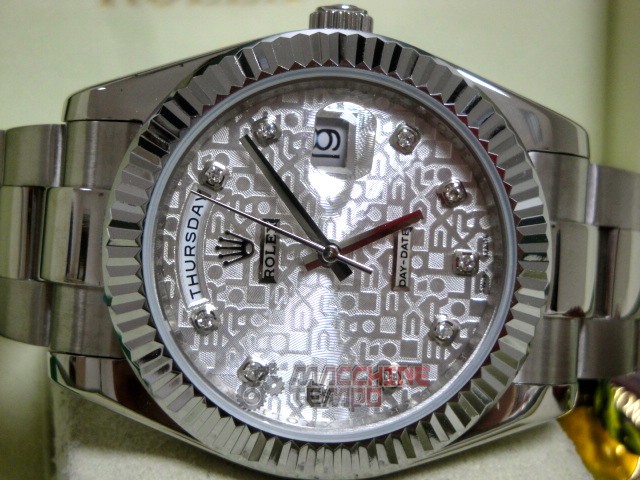rolex replica daydate ll acciaio argentèè centenario dial orologio replica copia imitazione - immagine 13