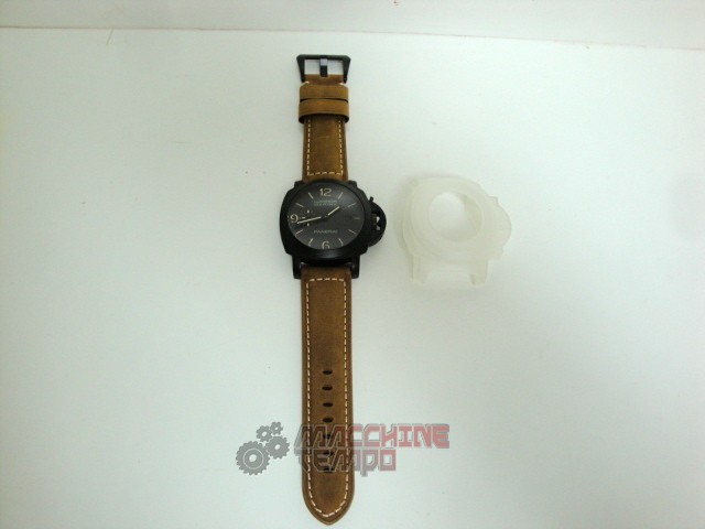 Panerai replica luminor marina black seal pro-hunter pvd cinturino pelle imitazione copia - immagine 2