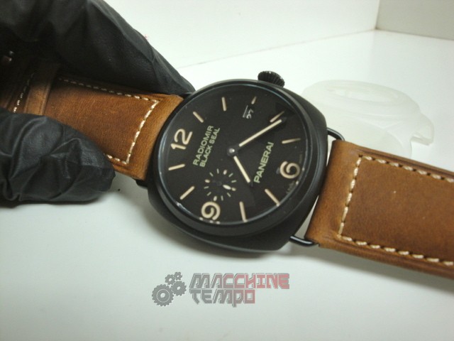 Panerai replica luminor marina black seal pro-hunter pvd cinturino pelle imitazione copia