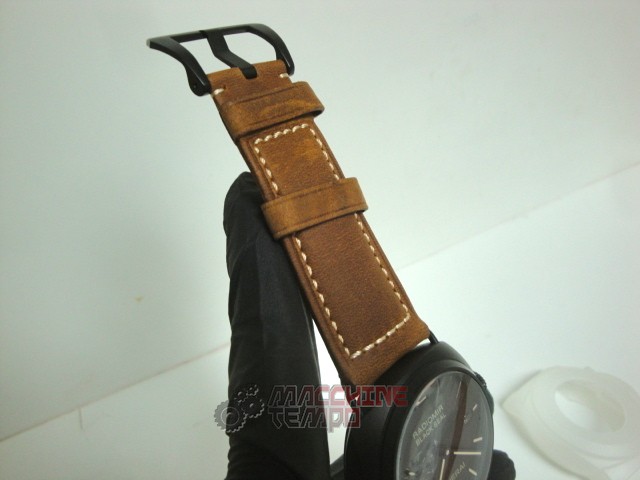 Panerai replica luminor marina black seal pro-hunter pvd cinturino pelle imitazione copia - immagine 7