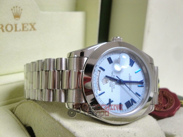 rolex replica daydate ll acciaio cyan dial strip president orologio replica copia imitazione - immagine 9