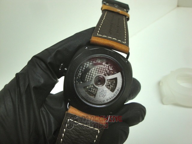 Panerai replica luminor marina black seal pro-hunter pvd cinturino pelle imitazione copia - immagine 10