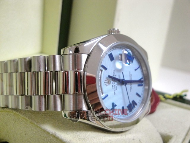 rolex replica daydate ll acciaio cyan dial strip president orologio replica copia imitazione - immagine 10
