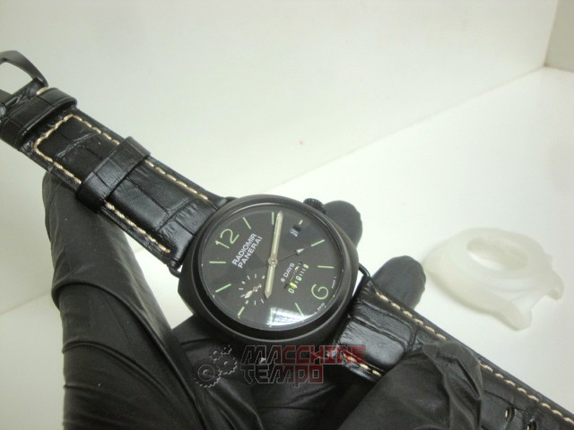Panerai replica radiomir 8 days pro-hunter pvd cinturino pelle imitazione copia - immagine 3