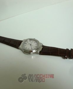 Alternative view of patek philippe replica nautilus white dial skeletron acciaio strip leather orologio imitazione