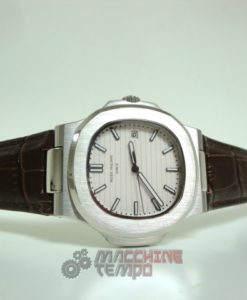 patek philippe replica nautilus white dial skeletron acciaio strip leather orologio imitazione