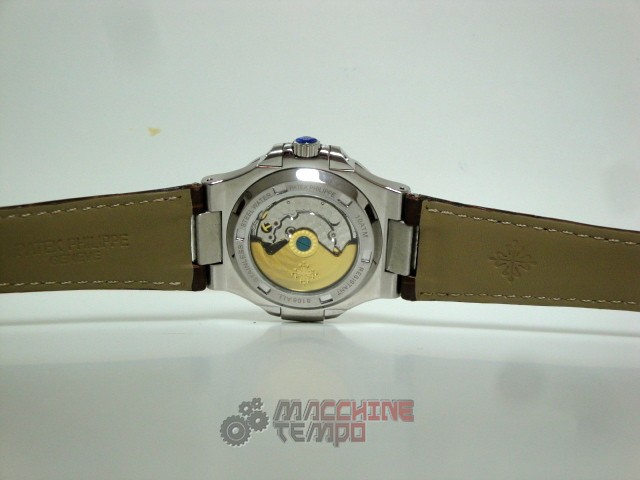 patek philippe replica nautilus white dial skeletron acciaio strip leather orologio imitazione - immagine 8