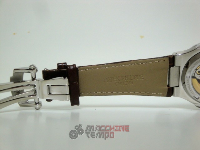 patek philippe replica nautilus white dial skeletron acciaio strip leather orologio imitazione - immagine 9