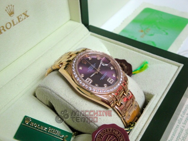 rolex replica pearlmaster rose gold red grape orologio imitazione - immagine 5