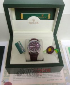 Alternative view of rolex replica oyster perpetual acciaio red grape leather orologio imitazione
