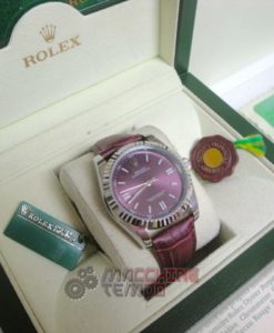 rolex replica oyster perpetual acciaio red grape leather orologio imitazione