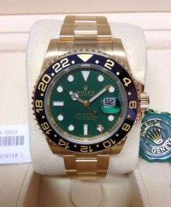 rolex replica GMT master II 116718LN oro giallo green dial ceramichon bezel orologio replica