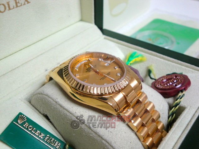 rolex replica daydate ll oro giallo gold dial diamond orologio replica copia imitazione - immagine 4
