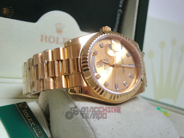 rolex replica daydate ll oro giallo gold dial diamond orologio replica copia imitazione - immagine 6
