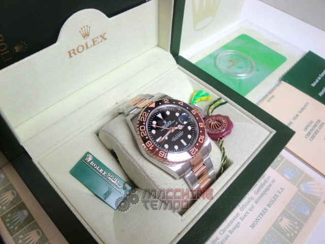rolex replica GMT master II acciaio rose gold 126711CHNR ceramichon bezel - immagine 3