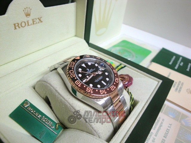 rolex replica GMT master II acciaio rose gold 126711CHNR ceramichon bezel - immagine 4