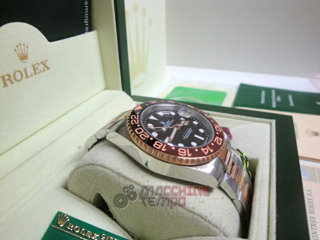 rolex replica GMT master II acciaio rose gold 126711CHNR ceramichon bezel - immagine 5