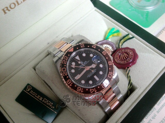 rolex replica GMT master II acciaio rose gold 126711CHNR ceramichon bezel - immagine 6