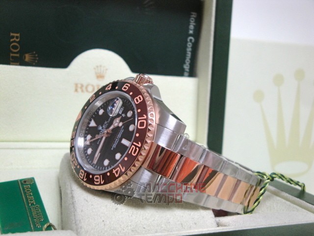 rolex replica GMT master II acciaio rose gold 126711CHNR ceramichon bezel - immagine 9
