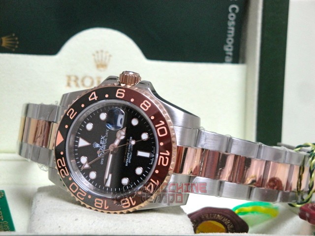 rolex replica GMT master II acciaio rose gold 126711CHNR ceramichon bezel - immagine 15